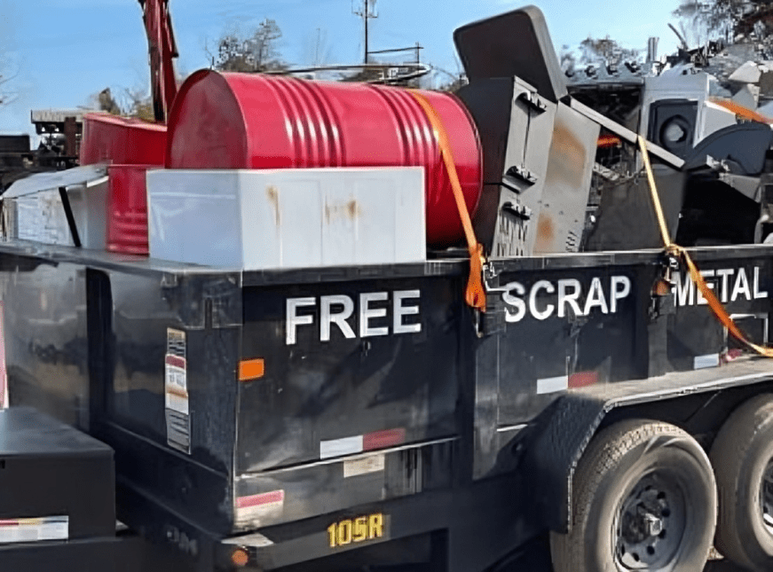 Trailer with free scrap metal items.
